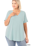 V-Neck Round Hem Top