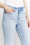 Super High Raw Hem Ankle Straight - 63% Cotton, 32.5%