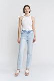 Super High Raw Hem Ankle Straight - 63% Cotton, 32.5%