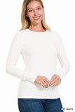 Brushed Microfiber Long Sleeve Round Neck Tee