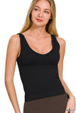 Ribbed Padded V-Neck Bra Tank