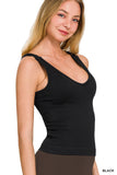 Ribbed Padded V-Neck Bra Tank