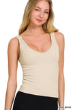 Ribbed Padded V-Neck Bra Tank