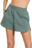 Fleece Elastic Waistband Dolphin Shorts