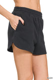 Fleece Elastic Waistband Dolphin Shorts