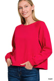 Fleece Raglan Round Neck Sweatshirt