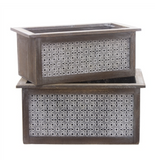 Wood and Metal Flower Screen Boxes