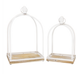 White Diagonal Framed Rectangular Bottom Lanterns
