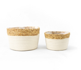 White and Tan Woven Planters