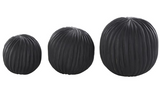 Teak Wood Black Carved Orbs