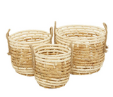 Beige Sea Grass Contemporary Storage Basket