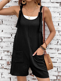 Adjustable Straps Pocketed Textured Romper