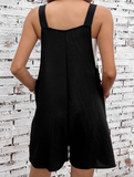 Adjustable Straps Pocketed Textured Romper