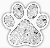 White Floral Paw Print Sticker