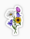 Sunflower Daisy Tulip Bluebell Flower Bouquet Sticker