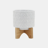 Diamond Planter With Stand White