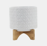 Diamond Planter With Stand White