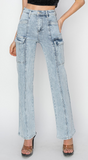 RISEN - High Rise Straight Cargo Jeans