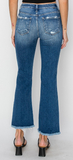 RISEN - Mid Rise Frayed Step Hem Ankle Straight Jeans