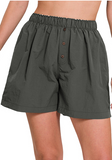 Windbreaker Elastic Waist Front Button Shorts