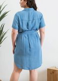 Plus Chambray Mini Shirt Dress - FINAL SALE!