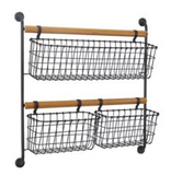 Metal Wood Wall Basket