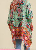 Floral Print Open Front Hi-Lo Kimono
