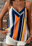 Striped Crisscross Backless Tank Top