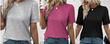 Ribbed Sleeve Round Neck T-shirt