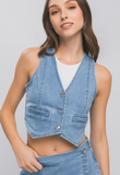 Denim Buttoned Vest Top