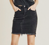 RISEN - Raw Hem Mini Skirt