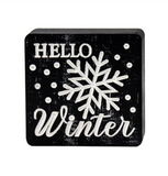 Black Hello Winter Snowflake Block