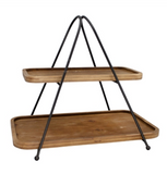 Double Wood Trays on Black A-Frame