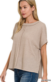 Dolman Short Sleeve Jaquard Sweater