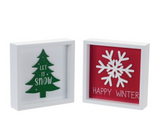 Let It Snow (GREEN) and Happy Winter Sign (RED)