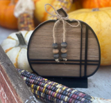 Wood Black Striped Laser Pumpkin