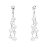 Silver / Pearl Long Earrings