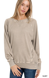 Acid Wash French Terry Pullover With Pockets