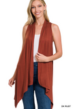 Sleeveless draped open front cardigan