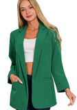 WOVEN LONG SLEEVE OPEN FRONT CLASSIC BLAZER