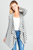 Stripe Jersey Cascade Open Front Cardigan