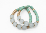 Heishi Bead And Glass Stone Bracelet