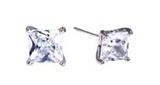 3mm Square CZ Silver Post