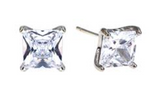 4mm Square CZ Silver Post