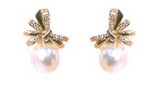 CZ Bow Pearl Stud