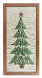 Metal Embossed Green Tree In Wood Frame