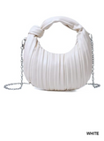 Vegan Leather Hobo Pleated Shoulder Handbag