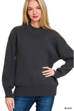 Wide Neckband Drop Shoulder Sweater