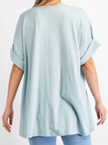 Washed Cotton Round Neckline Top