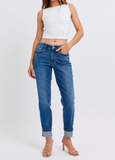 JUDY B UE Mid Rise Vintage Wash Boyfriend W Cuff